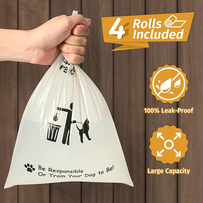 qeerable Dog Poop Bag Dispenser, Wall-Mounted Dog Bag dispenser Outdoor or Indoor for Doggy and Pets, Black Poop Holder for Yard and Park, Included 4 Rolls (60 Bags)
