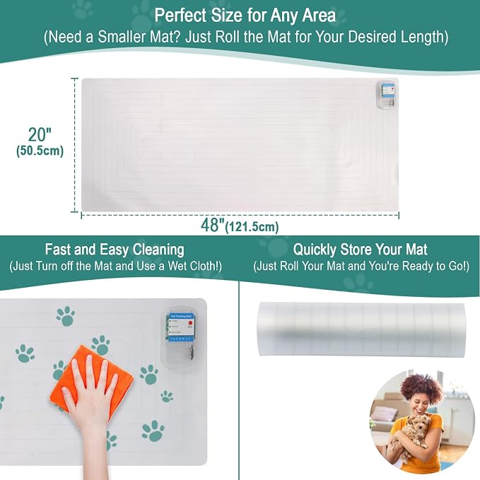 SEERWAY Scat Pet Shock Mat with Tester for Dog & Cat: 3 Training Modes | Keep dogs & cats off couch, bed, counter top Indoor, Build No-Pet boundary, Easy to clean, use and store, Battery operated