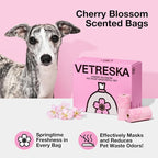 VETRESKA Cherry Blossom Scented Dog Poop Bags, Leak Proof, 300 Counts | Extra Thick and Large Pet Waste Bags for Dog Walking and Cat Litter, 20 Refill Rolls