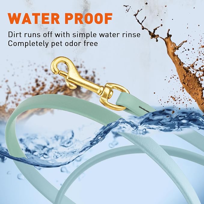 Viper Biothane K9 Working Dog Leash Waterproof Lead for Tracking Training Schutzhund Odor-Proof Long Line with Solid Brass Snap for Puppy Medium and Large Dogs, 15ft Sage Green