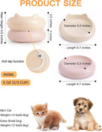 Cat Bowl, Ceramic Cat Bowls Food and Water Bowl Set, Whisker Friendly Cute Kitten Food Bowls for Protecting Pet's Spine, Yellow & Pink