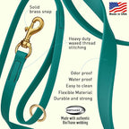 Viper Biothane K9 Working Dog Leash Waterproof Lead for Tracking Training Schutzhund Odor-Proof Long Line with Solid Brass Snap for Puppy Medium and Large Dogs 6ft, Blue Aqua