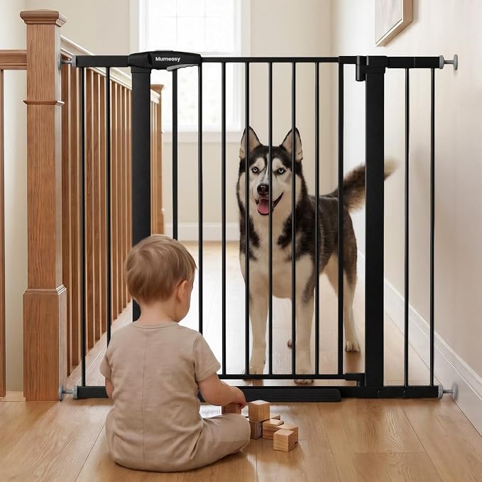 Mumeasy 36" Tall Baby Gate, Walk Through Dog Gate for Stairs & Doorways | Extra tall design, secure pet barrier, one hand operation, easy access, for dogs cats babies toddlers
