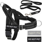 Lukovee No Pull Dog Harness and Leash Set - Adjustable Soft Padded Vest with Front Clip for Easy Control, Reflective Durable Harness for Safe Daily Training Walking for Medium Large Dogs (M, Black)