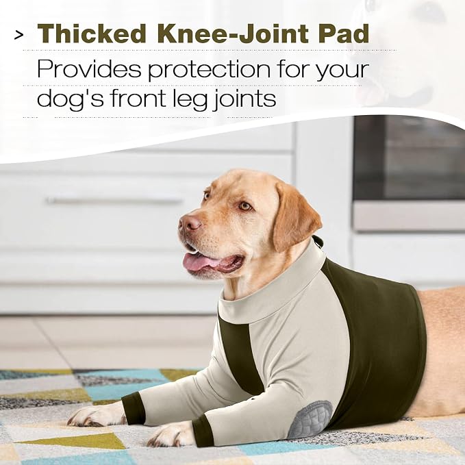Lelepet Dog Sleeve to Stop Licking Front Legs, Long Sleeve Dog Shirt XL | Elbow Protector for Leg Injuries Shoulder Wounds After Surgery Male Female,Zippered Long-Sleeved Shirt Cone Alternative S-3XL