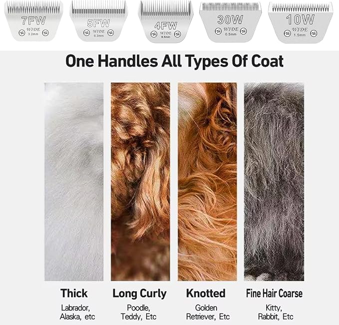 5FW Wide Blades for Dog Grooming Blades Compatible with Andis Clipper | Compatible with Oster A5,Wahl km10 Dog Clippers,Size-#4FC, 3/8-Inch Cut Length (9.5mm),2-Pack