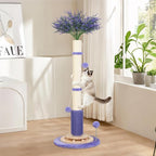 Cat Scratching Post,45'' Tall Wood Vertical Scratcher Tree Toys for Indoor | Large 3.5Inch Natural Sisal Artificial Flower Design Stable Tower Interactive Self Groomer Climbing Full Body Stretching