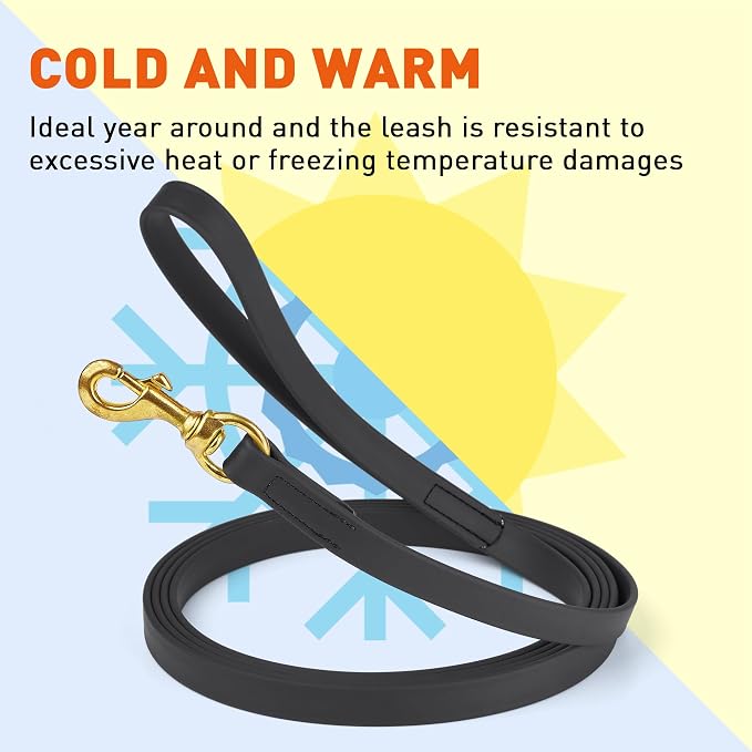 Viper Biothane K9 Working Dog Leash Waterproof Lead for Tracking Training Schutzhund Odor-Proof Long Line with Solid Brass Snap for Puppy Medium and Large Dogs, 15ft Black