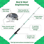Meowy Cat Wand Toy – Cat Fishing Pole Toy with Reel The Cat Fish Fishing Rod, Telescopic Fiberglass Interactive Teaser Wand for Indoor Cats with Catnip Dental Mesh Attachments