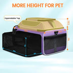 Petskd Top and Side Expandable Pet Carrier Airline Approved, Purple | 19"L x 13"W x 9"H, for Southwest Allegiant Airlines, Lockable Safety Zippers and Anti-Scratch Mesh, Pets Under 12 lbs