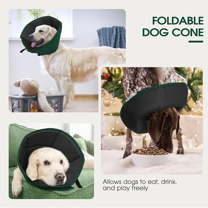 Dog Cone Collar After Surgery for Medium Dogs, Adjustable Soft Recovery Cone for Dogs to Stop Licking Biting, Comfortable Pet Elizabethan Alternative for Wound Healing