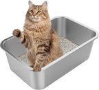 XX-Large High Sided Stainless Steel Cat Litter Box | Sturdy Metal, Odor-free, Cat Litter Non-stick and Easy to Clean, Ideal for Indoor Cats, Kittens and Multicat Houses