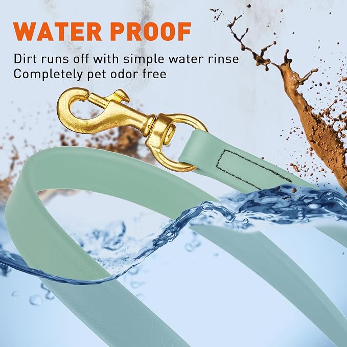 Viper Biothane K9 Working Dog Leash Waterproof Lead for Tracking Training Schutzhund Odor-Proof Long Line with Solid Brass Snap for Puppy Medium and Large Dogs, 10ft Sage Green