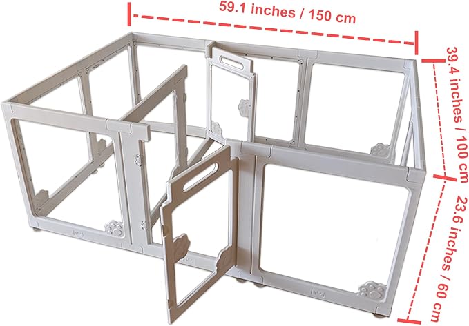 12 Panels Clear Acrylic Dog Playpen Indoor,Puppy Pet Play Pen Indoor with Safety Lock for Medium-Small Pets, Modular Fence for Dogs, Cats, Rabbits,Dog Fence Crate (23.6",2 Gates + 10 Side Panels)