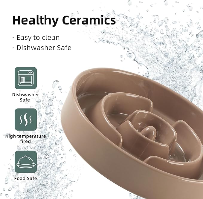 Havniva Slow Feeder Dog Bowls, Ceramic Dog Bowl Slow Feeder for Fast Eater | 1.6 Cups Puzzle Dog Food Bowl, Slow Feeding Bowls for Medium Dogs, Non-Slip Rubber Base, Anti-Choking