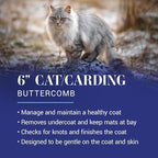 Chris Christensen 6in Cat/Carding Dual Tooth Butter Comb, Groom Like a Professional, Rounded Corners Prevent Friction and Breakage, Solid Brass Spin with Steel Teeth, Chrome Finish