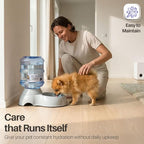 Flexzion Automatic Dog Water Bowl Dispenser for Cat Pet (1 Gallon Dispener Water Jug) - Gravity Feeder Auto Replenish Waterer Drinking Bowl Fountain Bottle Dish Stand