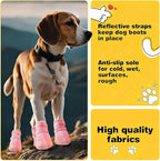 Dog Shoes for Small Dogs, Dog Boots & Paw Protectors for Hot Pavement Winter Snow Hiking, Anti-Slip Dog Booties for Hardwood Floor Pink Size 2