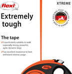FLEXI® Xtreme Tape Retractable Dog Leash, Large, 26 ft - Orange/Black | German engineered, original flexi leash, durable quality for dogs up to 121 lbs, tangle-free, walking, reliable brake system