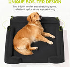 Waterproof Orthopedic Dog Bed for Medium Large Sized Dogs | Memory Foam Pet Bed Sofa with Bolster, Dog Couch with Washable Cover & Non-Slip Bottom, 36x27 Inch, Black