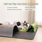 Cat Tunnel Mat for Indoor,4-Way Felt Cats Play Mat Cat Cave for Hide & Seek | Furphoria 39.4" Large Cat Tunnel with 6 Pcs Toys Set Interactive Cat Enrichment for Foldable Kitten Tunnel (Dark Gray)