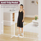 29.4-78" Extra Wide Baby Gate, Long Dog Gates Indoor for Stairs | Essential Large Gate for Child Toddler with Anti-Trip Pedal, Adjustable Pet Gate for Doorways, 28" Tall 3 Metal Panels White