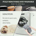 Lealchum Dog Booster Car Seat for Small/Medium Dogs Up to 35lbs,Ultra Soft Fabric Covered,6in Elevated Cushion,Fully Detachable and Washable,3 Straps & 2 Pockets,Easy to Install(Grey,Medium)