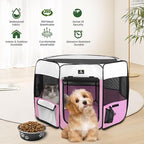 X-ZONE PET Dog Playpen Portable Pet Play Pens for Puppies, Cat, Rabbit, Chicks, Foldable Exercise Play Tent Kennel Crate, Indoor/Outdoor Travel Camping Pink Medium
