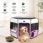 X-ZONE PET Dog Playpen Portable Pet Play Pens for Puppies, Cat, Rabbit, Chicks, Foldable Exercise Play Tent Kennel Crate, Indoor/Outdoor Travel Camping Pink Large