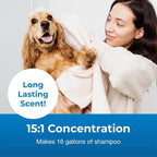 PetAg Fresh ’n Clean Crisp Linen Scented Shampoo (15:1 Concentrate) - 1 Gallon - Soothes Dry, Irritated Skin with Vitamin E & Aloe Vera - Strengthens & Repairs Coats - Gluten Free