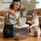 Pet Food Storage Container with Lid & Scooper 10-15lbs/12L Dog Food Storage Container Clear Airtight Cat Food Storage Container BPA Free Dog Treat Container Store Dry Food for Pantry Kitchen