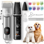 Dog Grooming Kit Dog Clippers for Grooming for Thick Curly Coats | Professional Pet Hair Shaver Paw Trimmer Cordless Rechargeable Low Noise for Dogs Cats Animals Face Ear