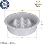 The Niner Slow Feed Bowl - Raised Peaks Slow Down Pets Eating - Fits Elevated Feeders Including Neater Feeder Large Sizes - Gentle on Teeth and Gums - Holds up to 2 Cups (Silver)