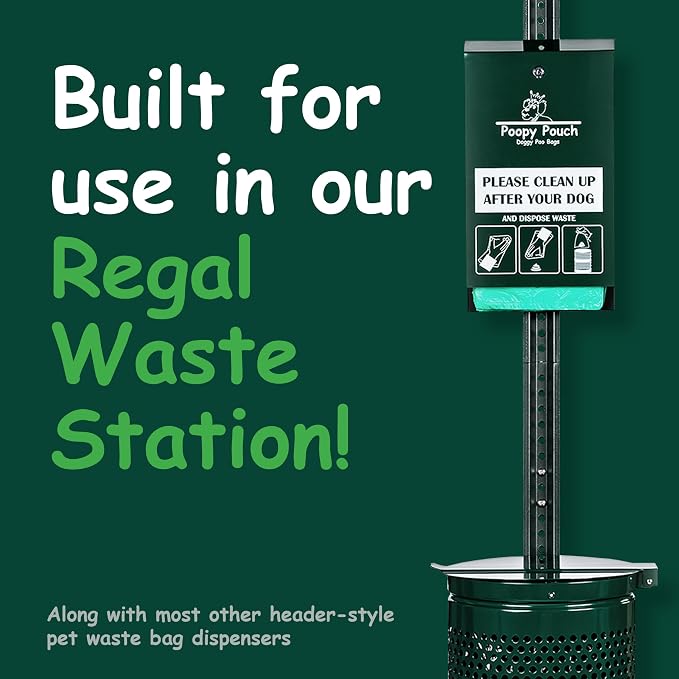 Header Pet Waste Station Bags - 2,400pcs of 8" x 13" Hanging Dog Waste Station Bags - Light, Durable, & Opaque Design - Single-Pull & Easily Disposable Refills