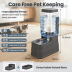 Automatic Dog Water Dispenser Gravity Stainless Steel Water Feeder Cat Waterer Feeder with Wide Mouth Bowl for Small Medium Dog Puppy Kitten (Filter &Ice Pack Included) 2.2Gallon Gray