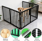 Dog Gate Indoor, Freestanding Dog Fence for The House, Doorways, Hallways,or Stairs,Pet Gate Foldable Wooden,Expandable 32" Height 6 Panels,Black