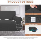 Easy-Going 100% Waterproof Loveseat Couch Cover Stretch Jacquard Sofa Cover | Dual Waterproof Sofa Slipcover, Leakproof Furniture Protector for Kids, Pets, Dog and Cat (Loveseat, Dark Gray)