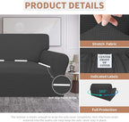 Easy-Going 100% Waterproof Oversized Loveseat Cover, Couch Cover for Sofa | Dual Waterproof Sofa Cover, Stretch Jacquard Sofa Slipcover, Leakproof Furniture Protector for Kids Pets Dog, Dark Gray