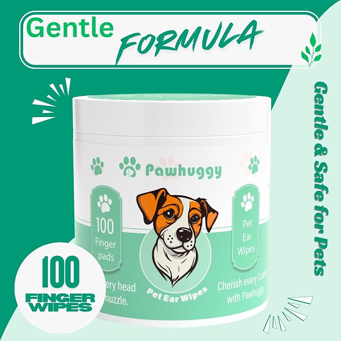 100 Finger Wipes for Pet Lovers - Pet Ear Wipes for Dogs & Cats - Ear Cleaner & Dog Ear Infection Treatment - Cleans Ears, Reduces Itching & Odor, Removes Wax, Relieves Irritation | Dog ear cleaning wipes that lift wax, dirt and buildup from outer ears...