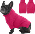IECOii Dog Sweaters for Medium Dogs Girl Boy,Holiday Knit Doggy Sweatshirt with Sleeve,Turtleneck Thick Warm Dog Sweaters for Winter,Pullover Knitwear for French Bulldog,Boston Terrier (Rose red, L)