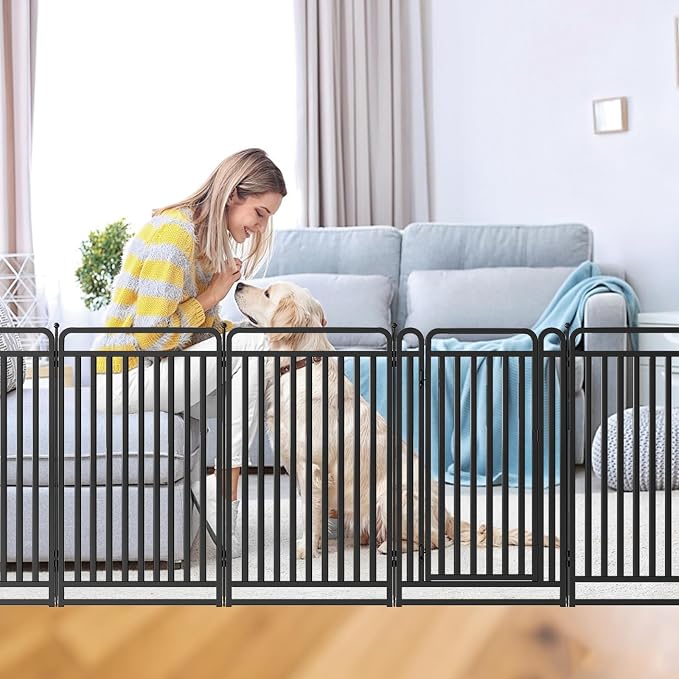 New Thickened Version Dog Playpen, 40 Inch Dog Fences for The Yard, Portable Outdoor Dog Playpen for Large/Medium/Small Dogs, Foldable Metal Dog playpen, with Doors (24 Panels, 40 Inch)