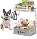 Kaiferty Medium Dog Toy basket, Toy Box for Dogs, Pet Toys Bin Dog Metal Wire Basket for Toys, Food Storage, Storage Organizer Chest Storage, Toy Box for Living Room Area (White)