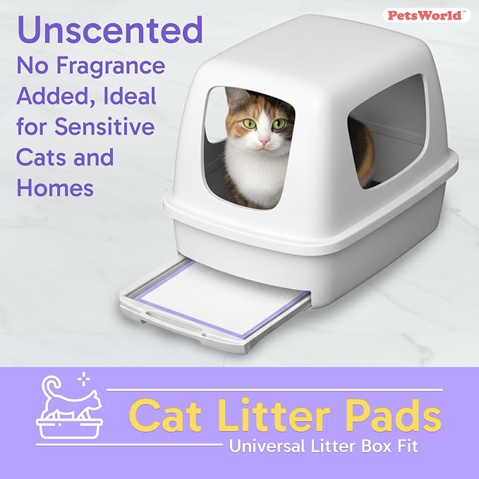 PetsWorld Universal Fit Cat Pad Refills for Litter Box, Unscented, Odor Control, Pack of 200