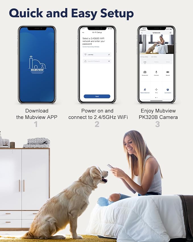 Indoor Security Camera 2K, Pet Camera with Phone App, WiFi Cameras for Home Security Camera for Dog/ Baby Monitor/Elder Pan Tilt, 5/2.4GHz, 24/7, 2-Way Talk, Human Detection, Motion Tracking, Cloud | Human Detection, Motion Tracking, 2-Way Talk, 24/7 W...