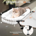 CHEERPALS Cloud Cat Bed Desk Mounted Hammock for Indoor Cats Perch Foldable | Reversible Mesh Warm Plush Mat, 90° Space Saving, Machine Washable Support Pet Bed for Kitty and Puppy(White, Large)