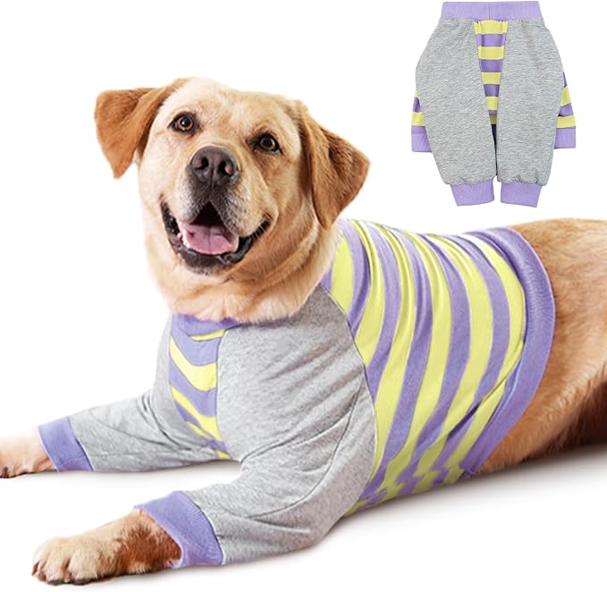 FUAMEY Dog Recovery Elbow Sleeve with Soft Pads, Purple Stripes, 3XL | Elbow Protector, Stop Licking Joints, Protecting Front Leg Arm Wounds, Cover Skin Conditions,Hot Spots