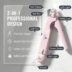 2-in-1 Dog Nail Grinder & Dog Nail Clipper for Sensitive Pets | Whisper-Quiet Claw Trimmer, with 2 LED Light & Safety Lock, Nail Clipping Collector Box, Painless Paws Grooming & Smoothing