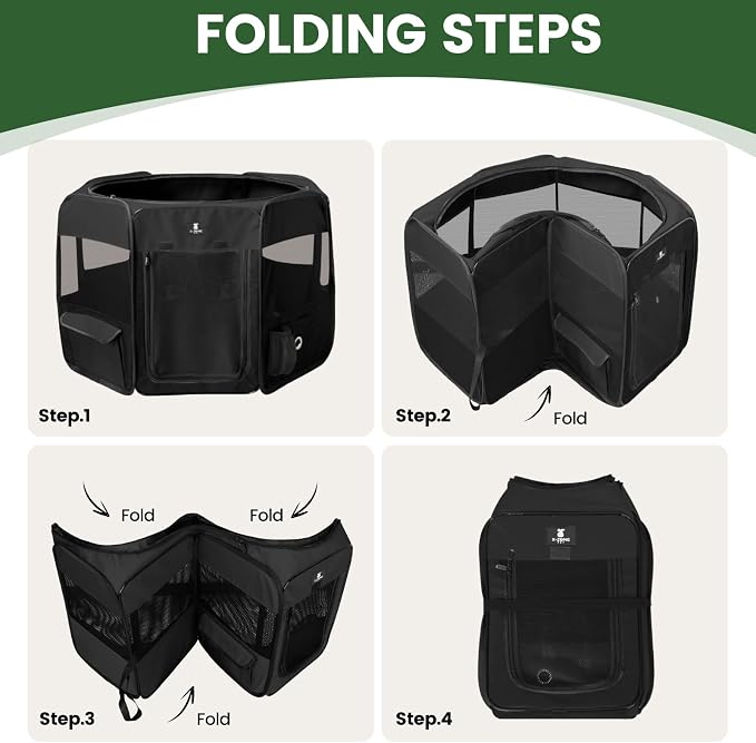 X-ZONE PET Dog Playpen Portable Pet Play Pens for Puppies, Cat, Rabbit, Chicks, Foldable Exercise Play Tent Kennel Crate, Indoor/Outdoor Travel Camping Black X-Large