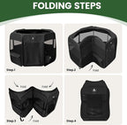X-ZONE PET Dog Playpen Portable Pet Play Pens for Puppies, Cat, Rabbit, Chicks, Foldable Exercise Play Tent Kennel Crate, Indoor/Outdoor Travel Camping Black Medium