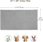 VIVAGLORY Soft Cat Litter Box Mat, Large Litter Trapping Mat for Indoor Cat, Machine Washable Cat Kitty Litter Tray with No-Slip and Waterproof, 31"× 20", Grey | Litterbox Rug Box Catcher for Indoor & Floor, Easy Clean Washable Less-Mess Waterproof for...